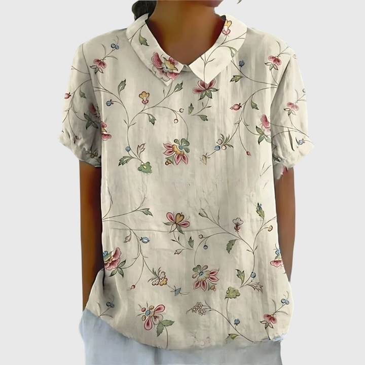 Floral Blouse with Short Sleeves