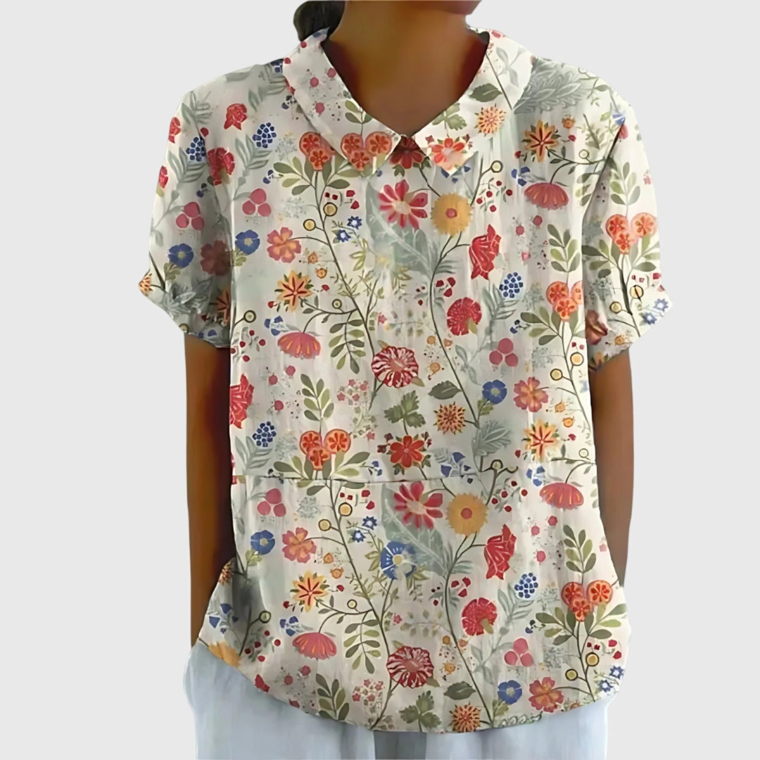 Floral Blouse with Short Sleeves