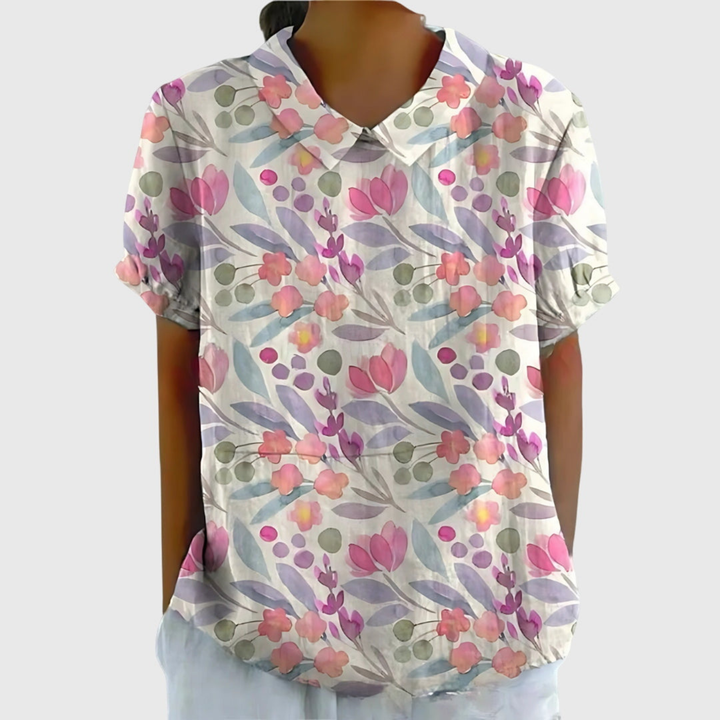 Floral Blouse with Short Sleeves