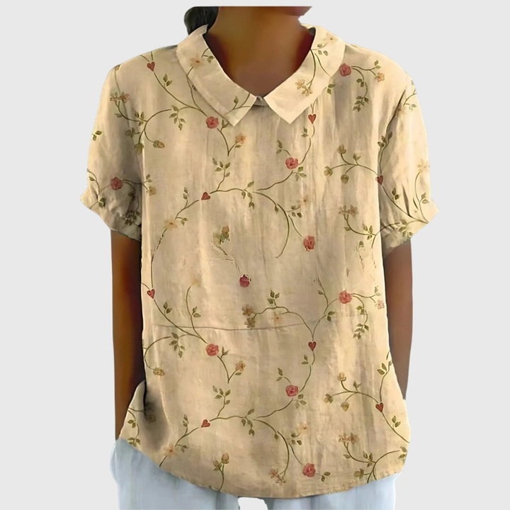 Floral Blouse with Short Sleeves