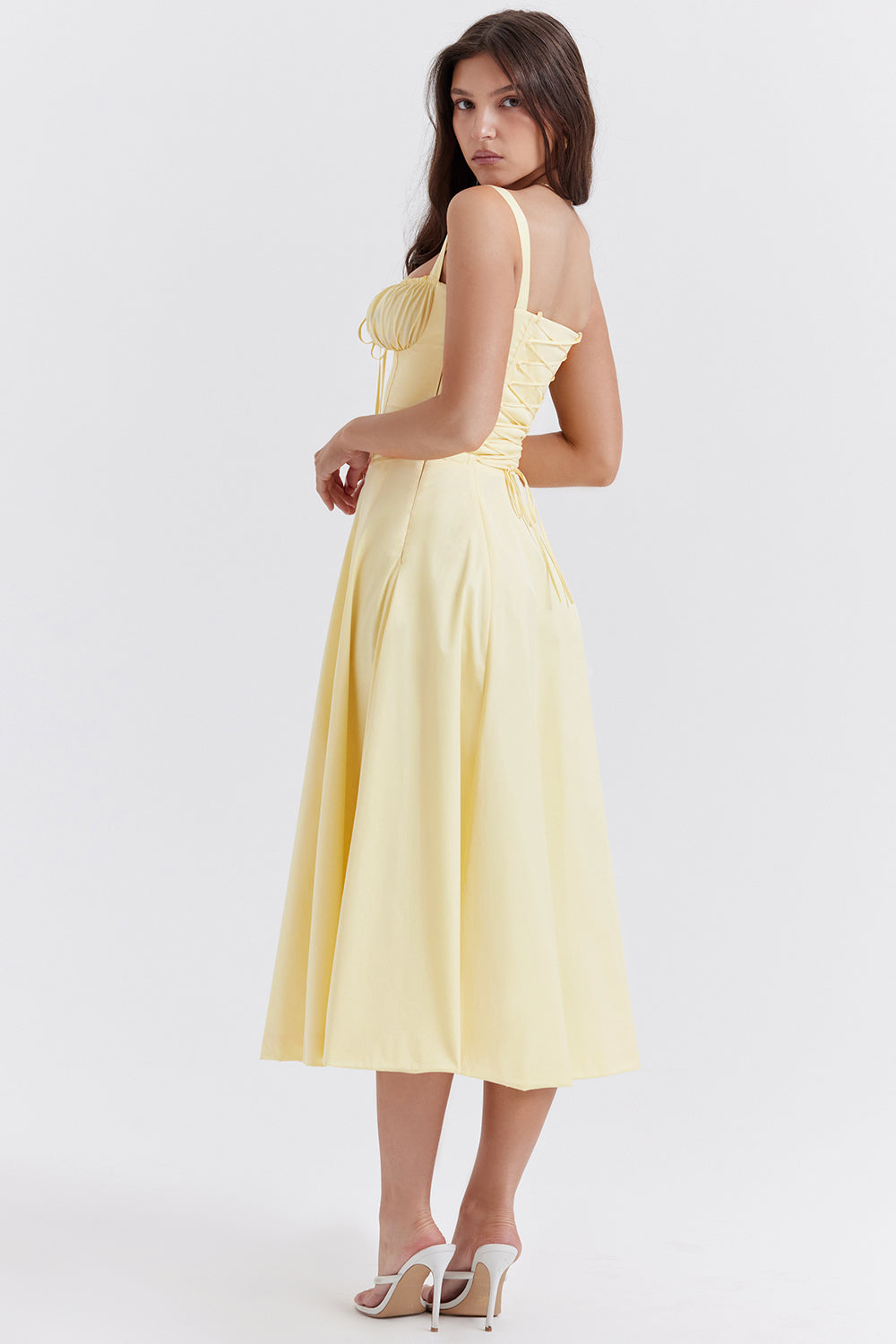 Floral Corset Belted Slit Dress