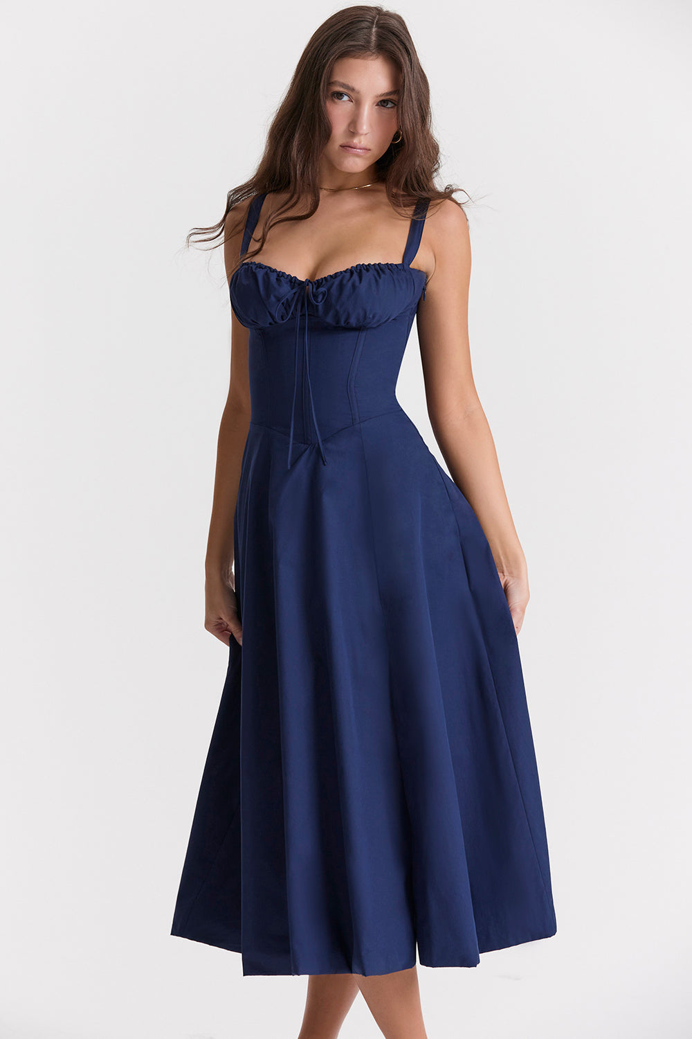 Floral Corset Belted Slit Dress