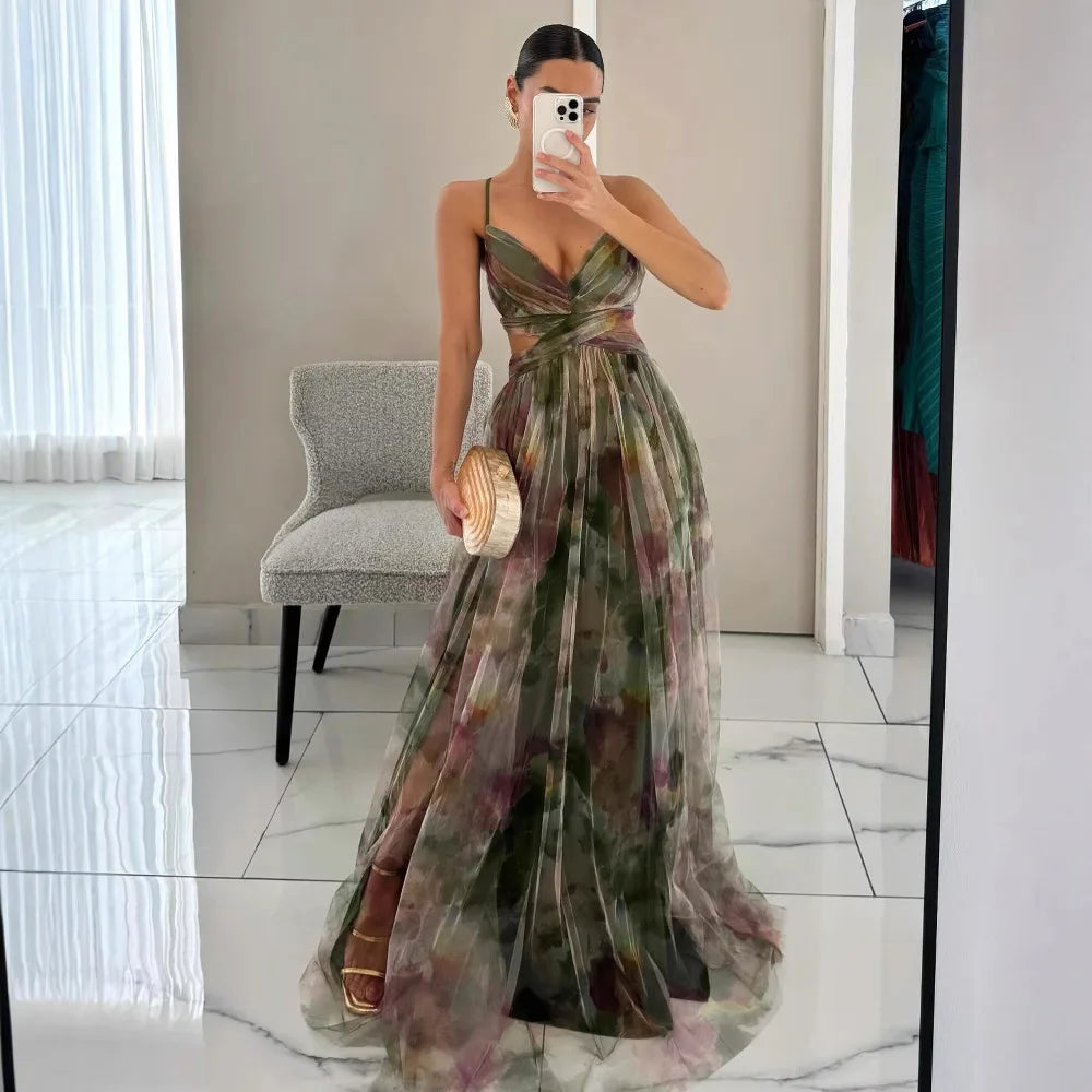 Floral Cut-Out Wedding Guest Dress