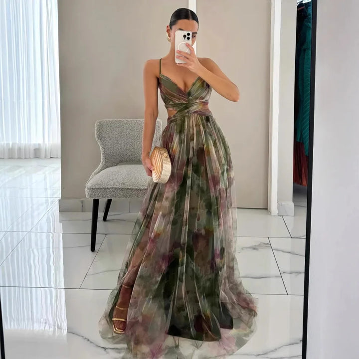 Floral Cut-Out Wedding Guest Dress
