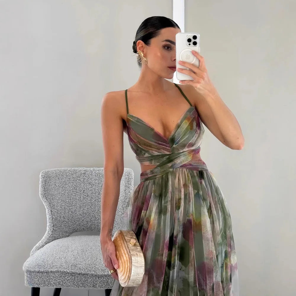 Floral Cut-Out Wedding Guest Dress