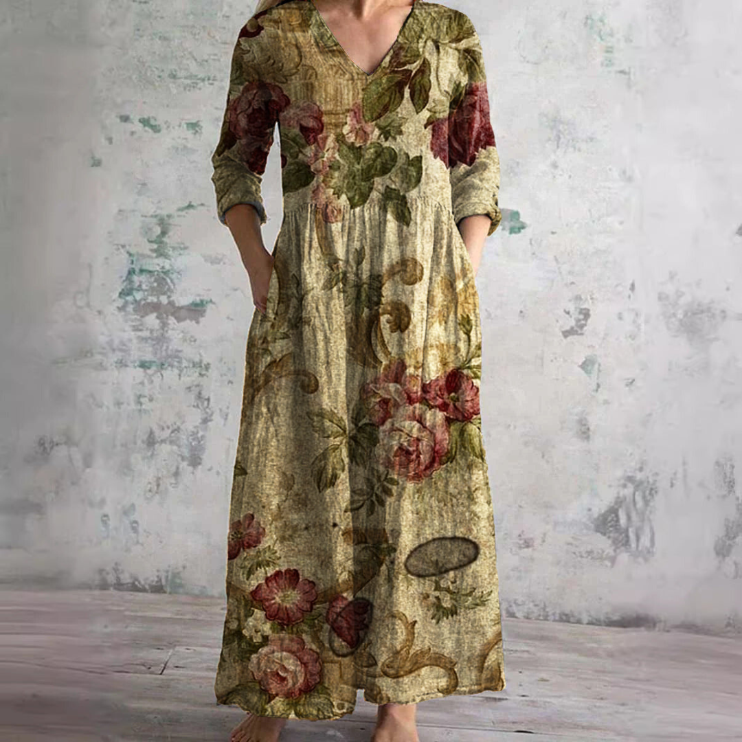 Floral Dress with V-Neck