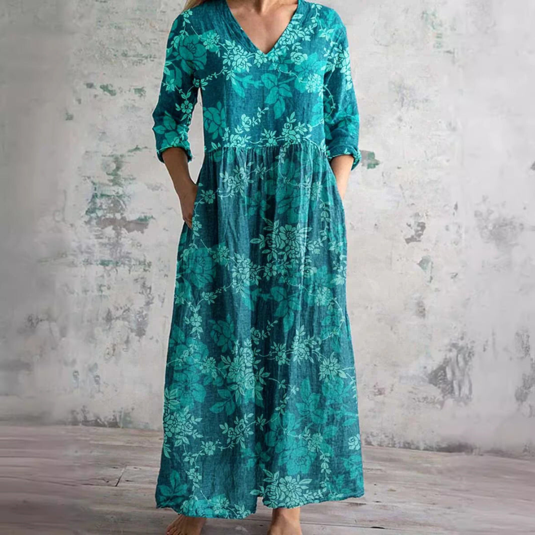 Floral Dress with V-Neck