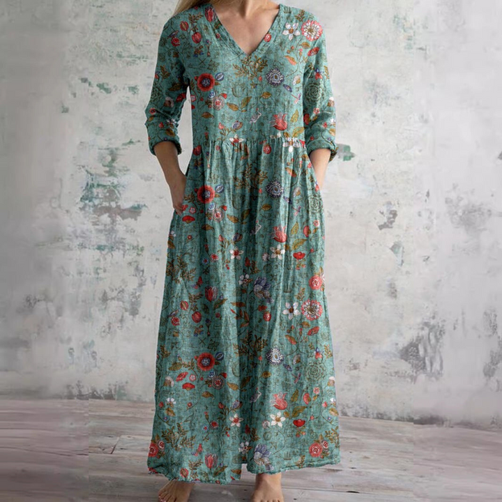 Floral Dress with V-Neck