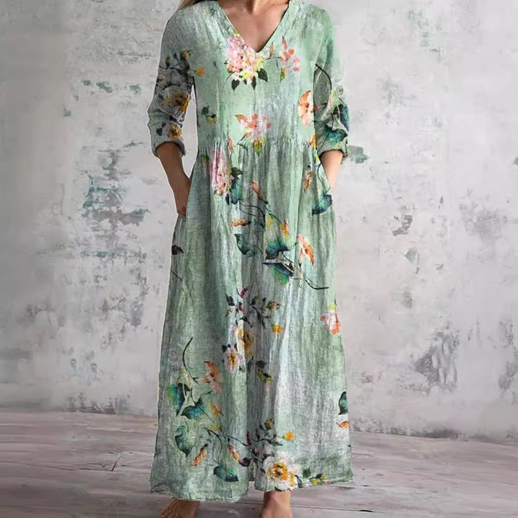Floral Dress with V-Neck