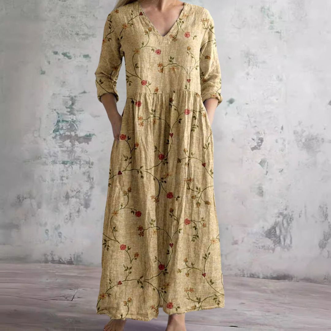 Floral Dress with V-Neck