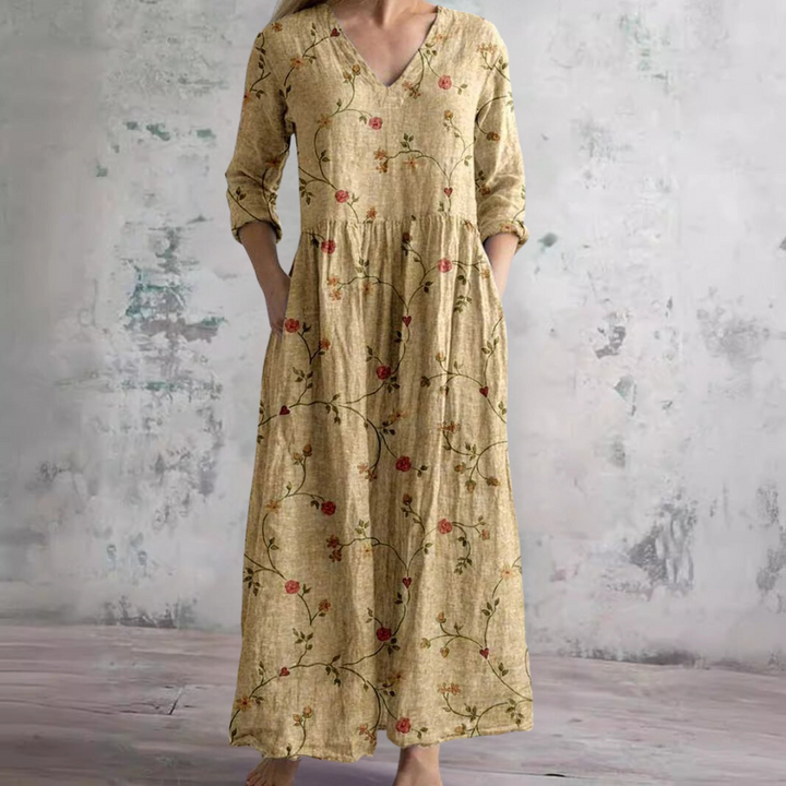 Floral Dress with V-Neck
