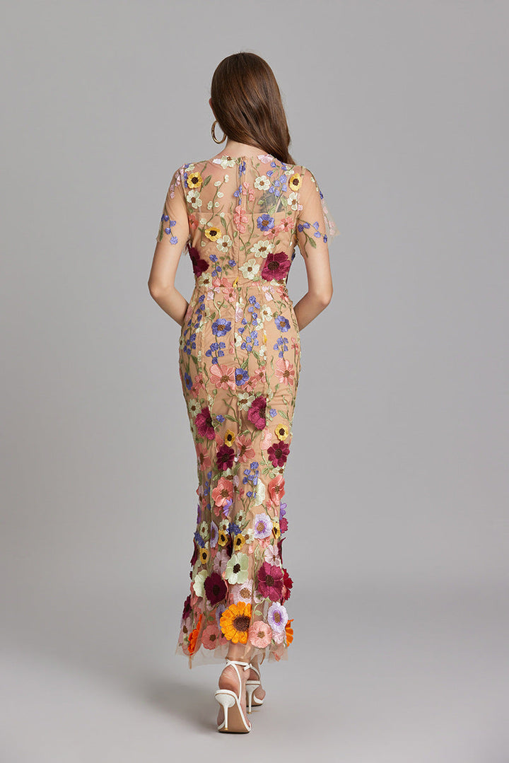 Floral Maxi Dress with Short Sleeves