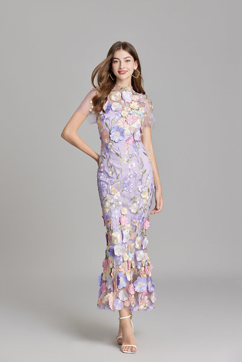 Floral Maxi Dress with Short Sleeves