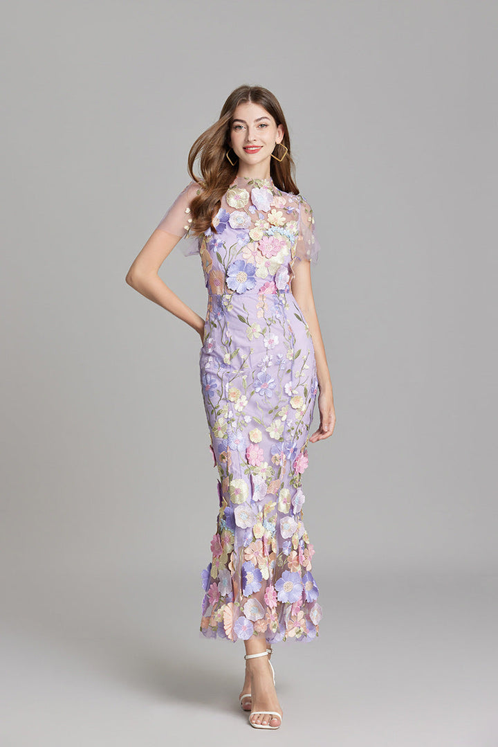 Floral Maxi Dress with Short Sleeves