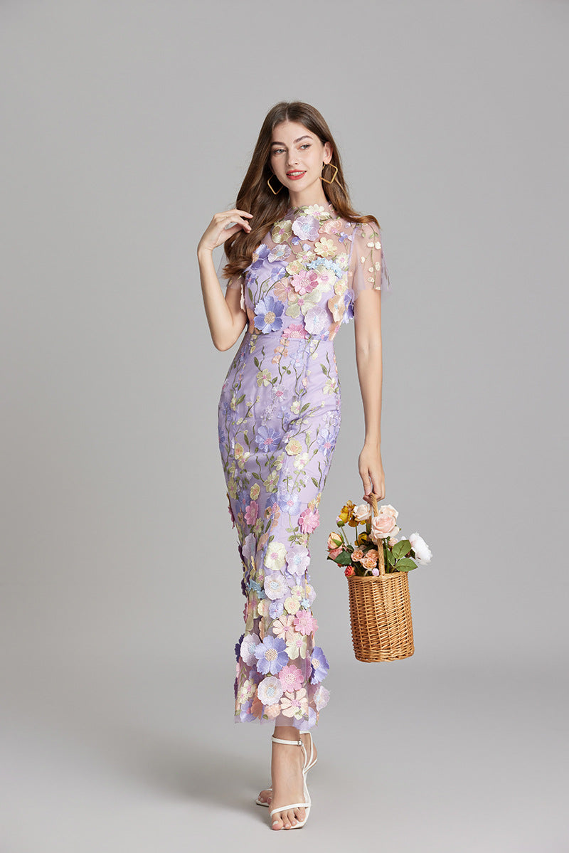 Floral Maxi Dress with Short Sleeves