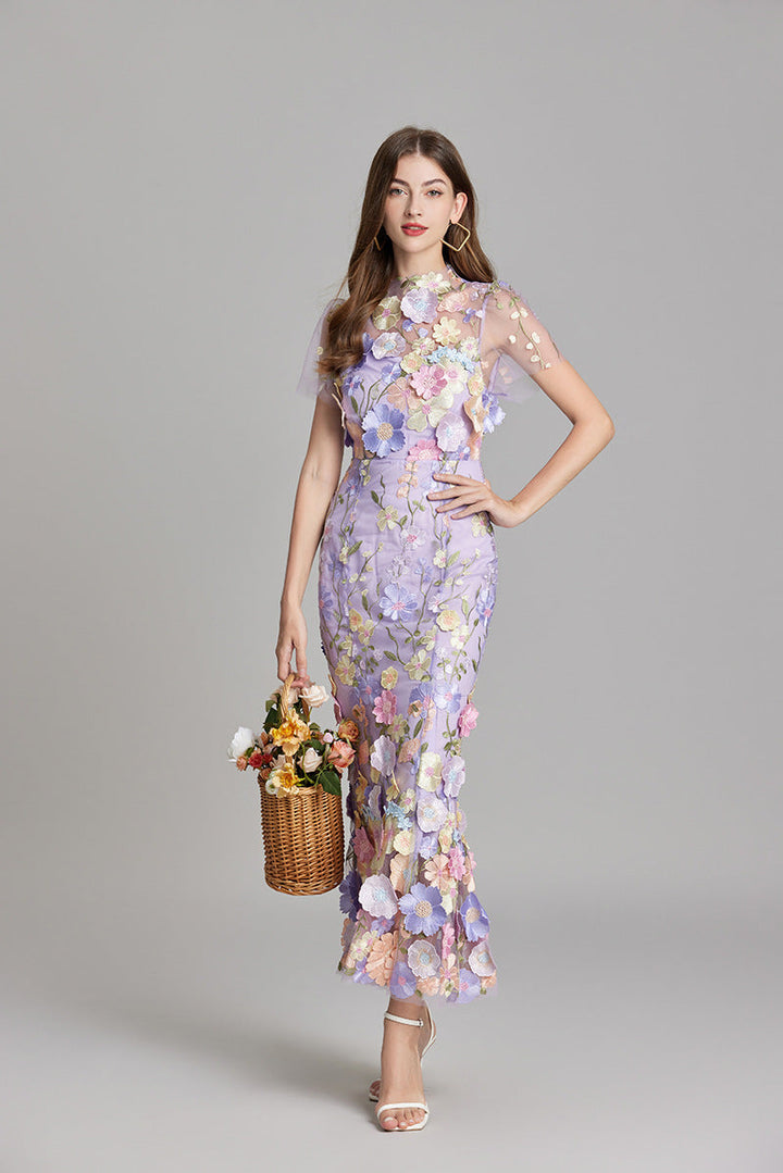 Floral Maxi Dress with Short Sleeves