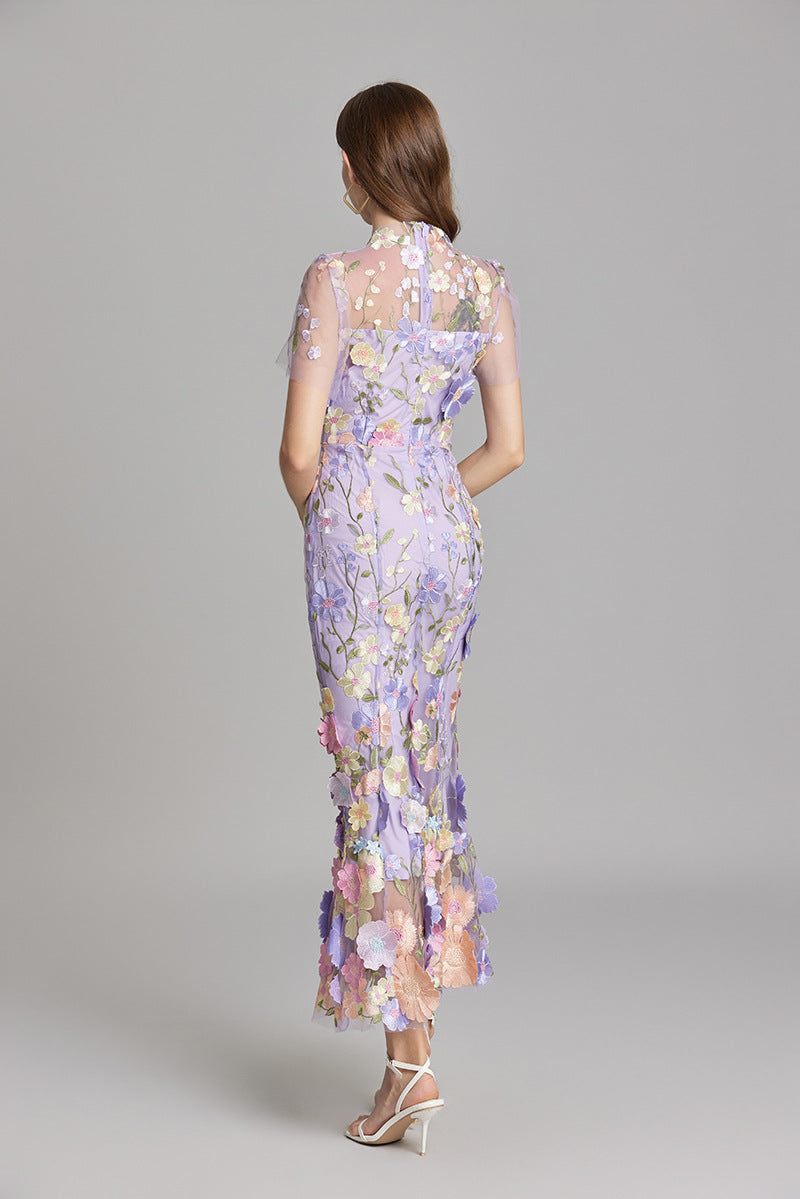 Floral Maxi Dress with Short Sleeves