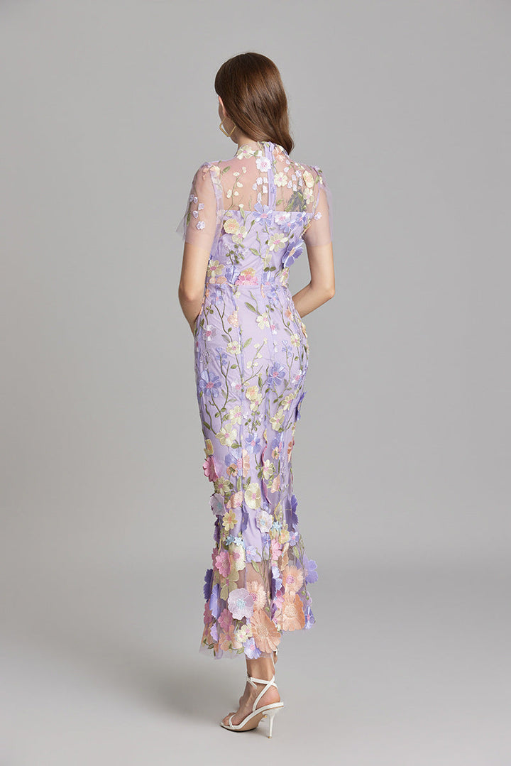 Floral Maxi Dress with Short Sleeves