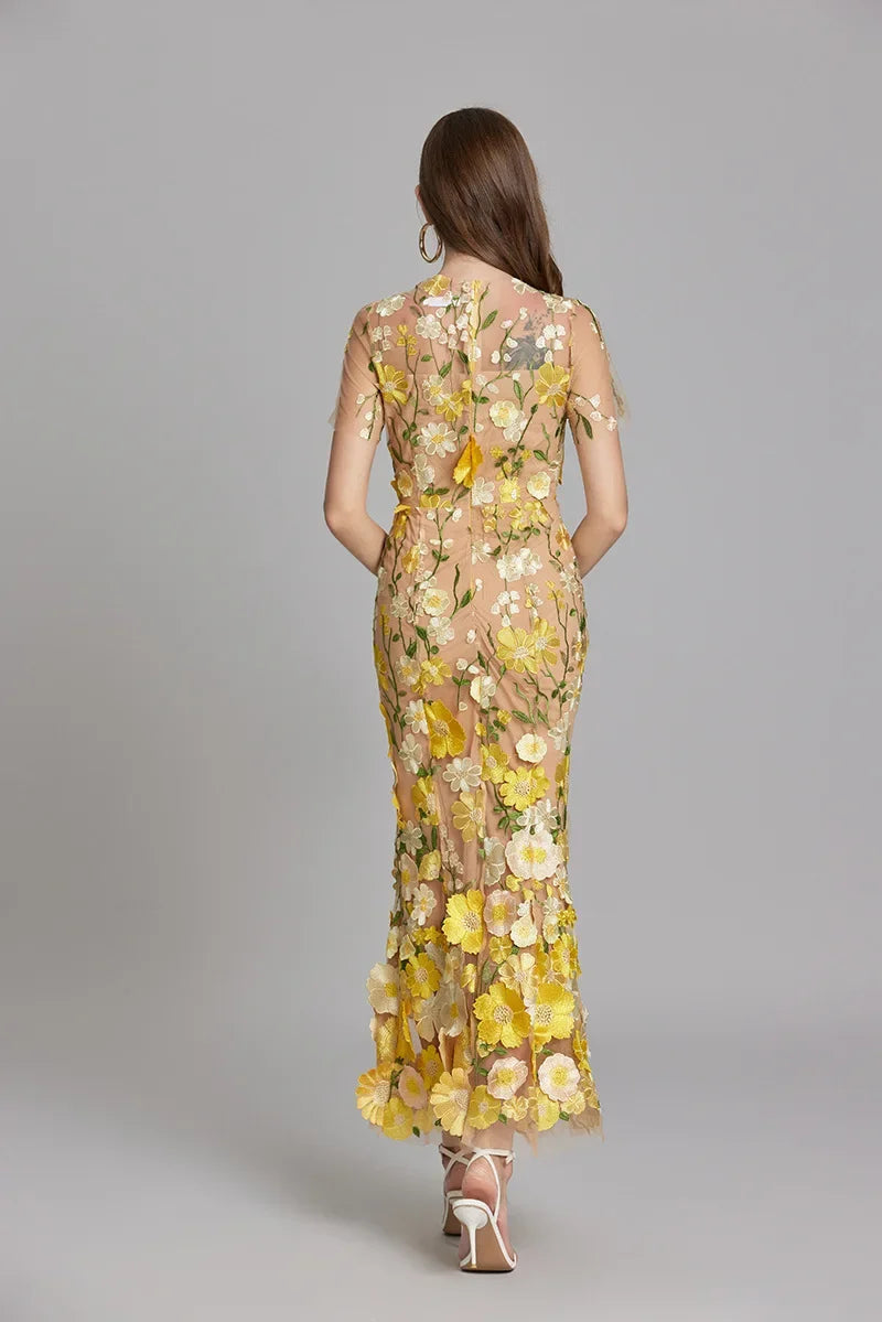 Floral Maxi Dress with Short Sleeves
