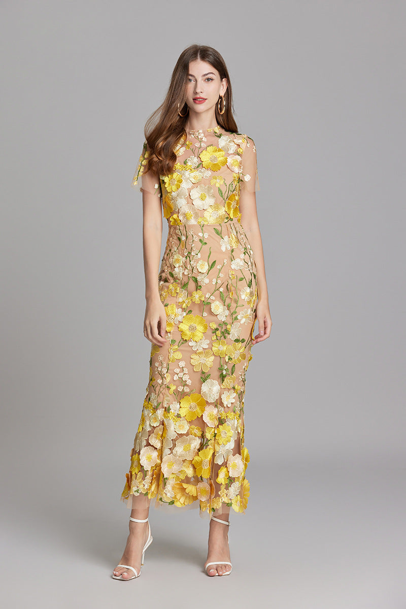 Floral Maxi Dress with Short Sleeves