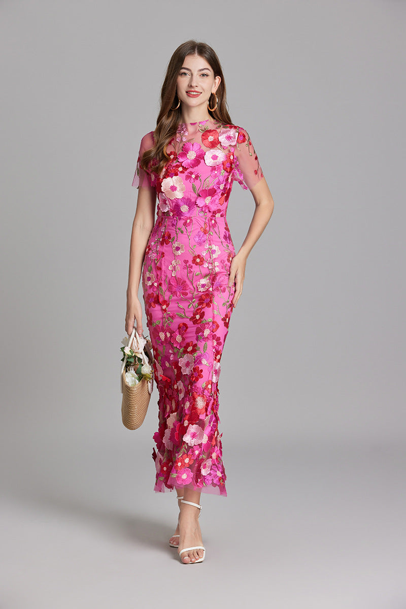 Floral Maxi Dress with Short Sleeves