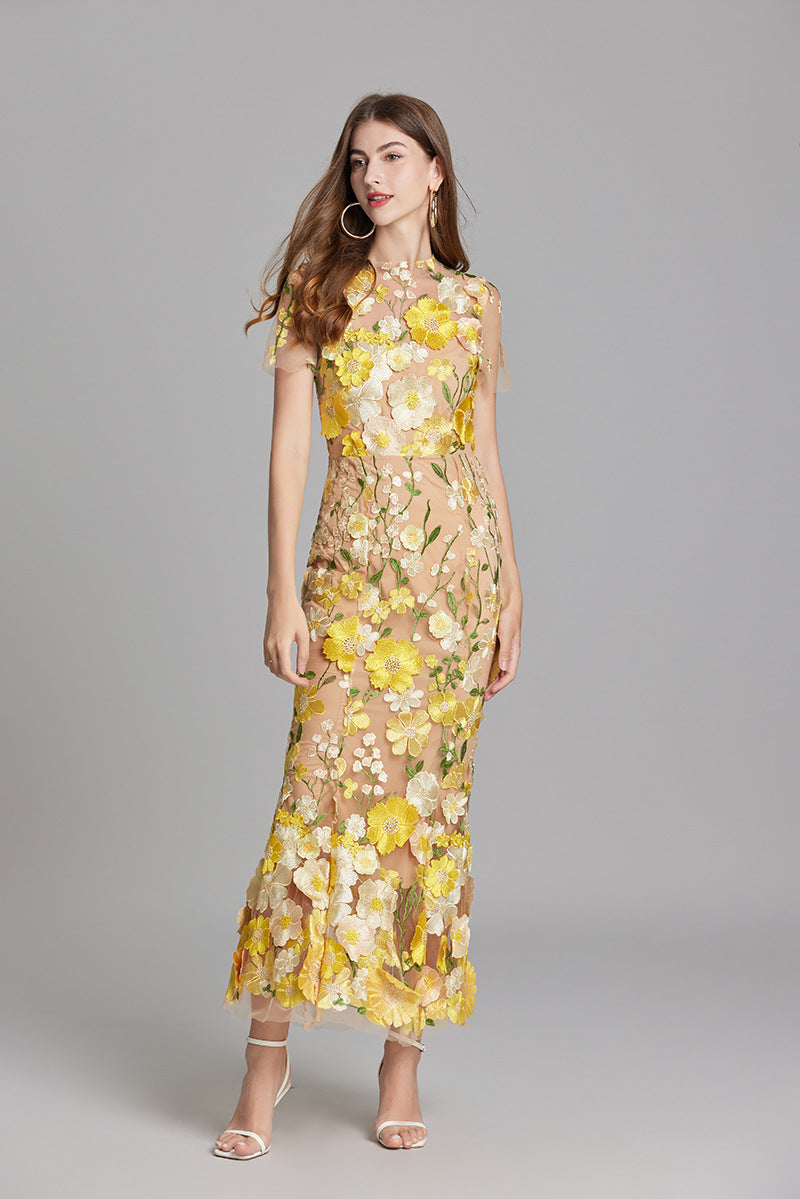 Floral Maxi Dress with Short Sleeves