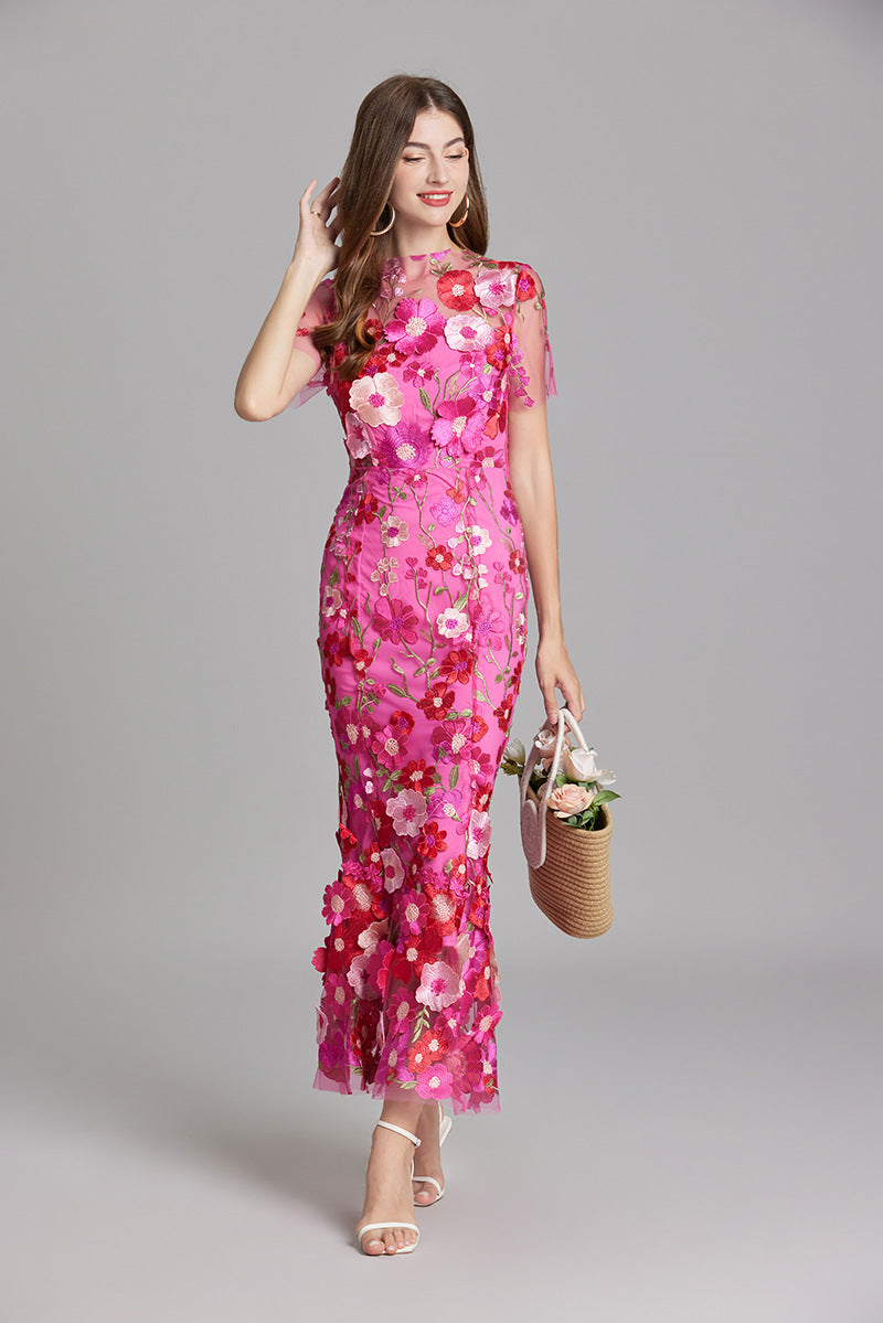 Floral Maxi Dress with Short Sleeves
