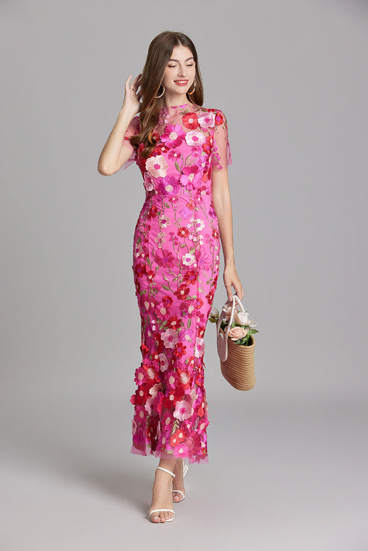 Floral Maxi Dress with Short Sleeves