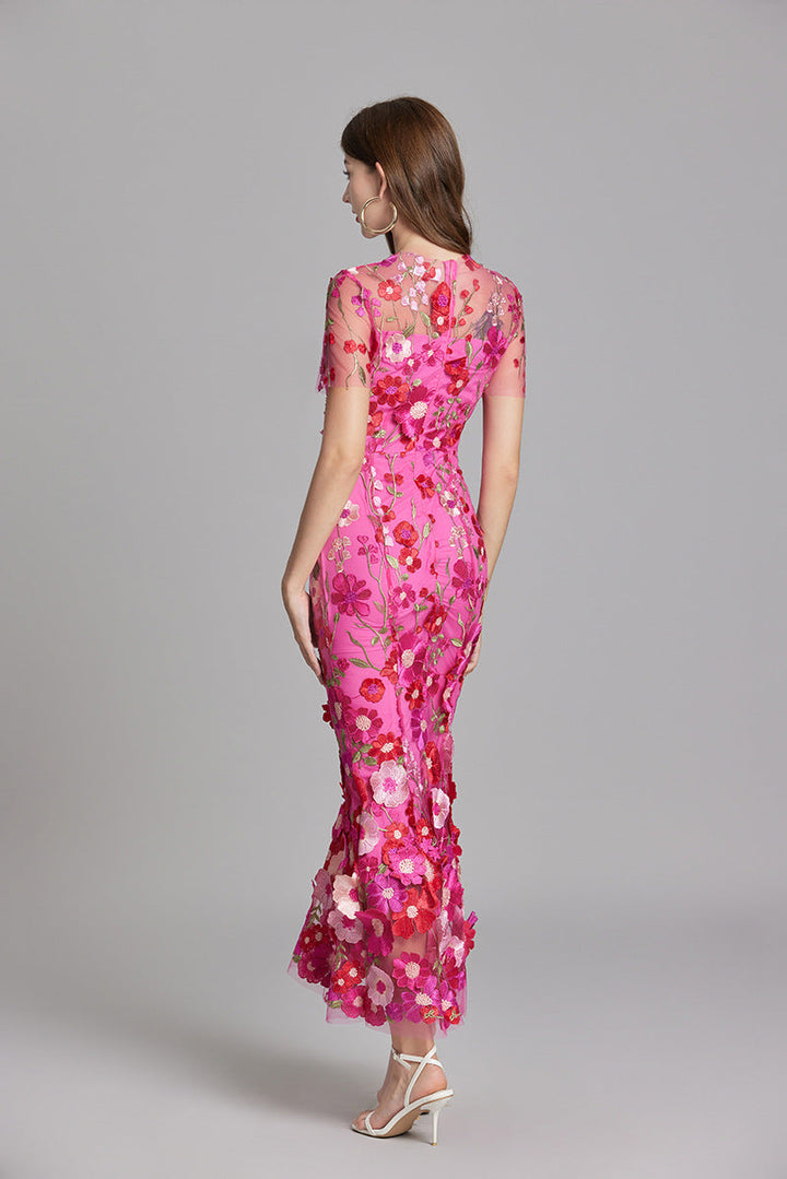 Floral Maxi Dress with Short Sleeves