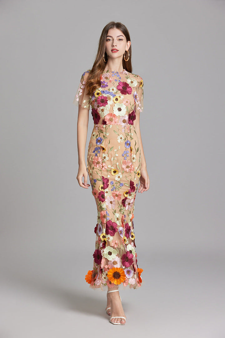 Floral Maxi Dress with Short Sleeves