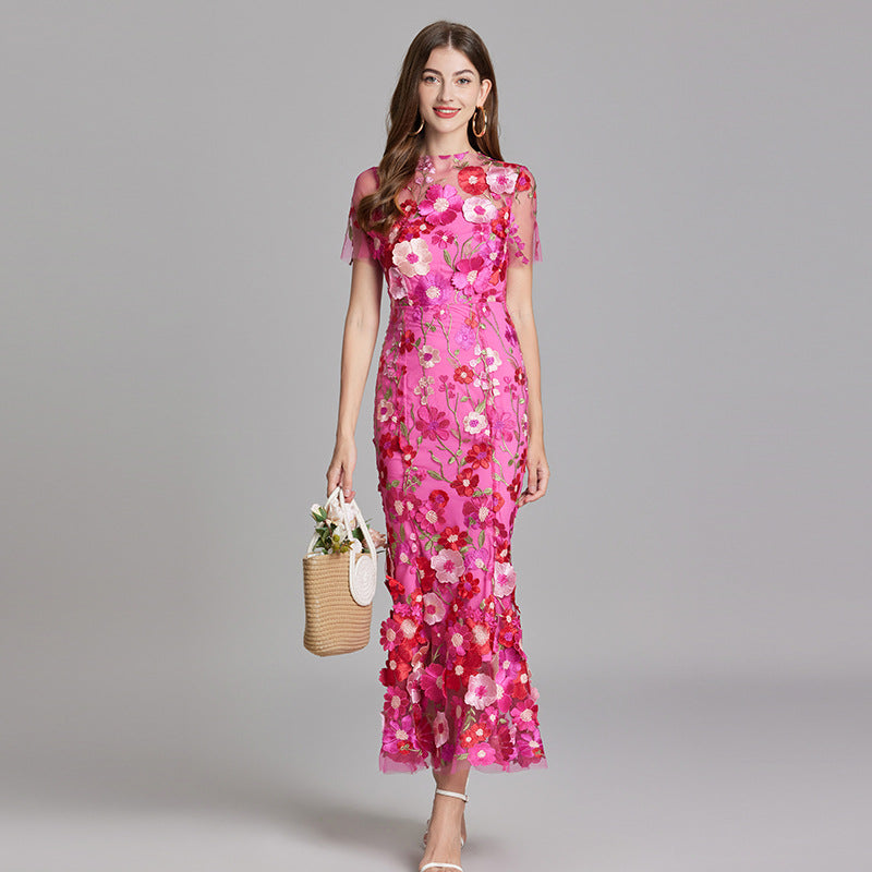 Floral Maxi Dress with Short Sleeves