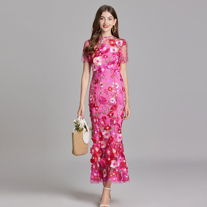 Floral Maxi Dress with Short Sleeves
