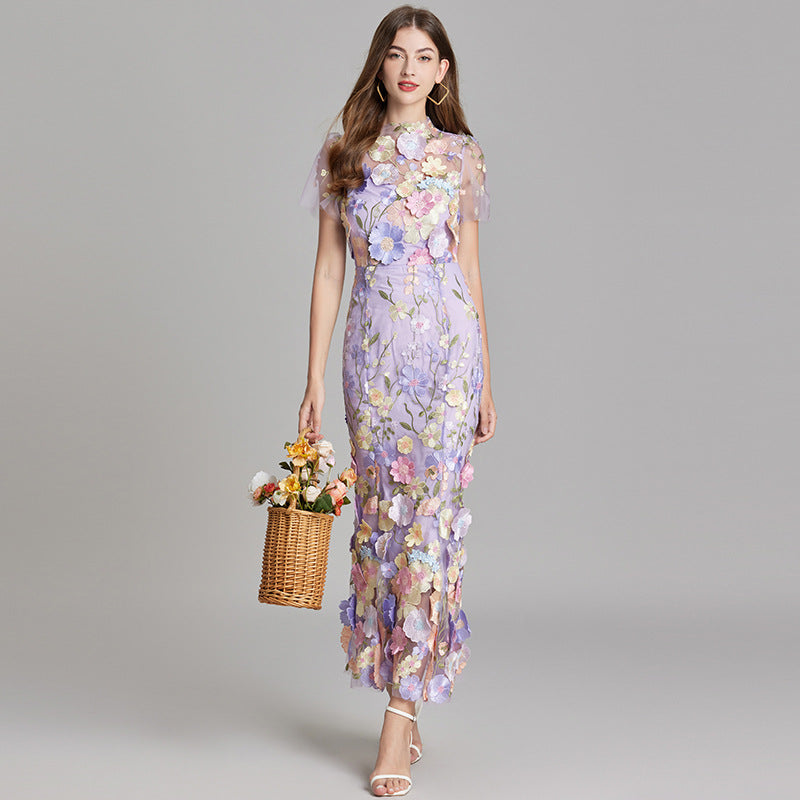 Floral Maxi Dress with Short Sleeves