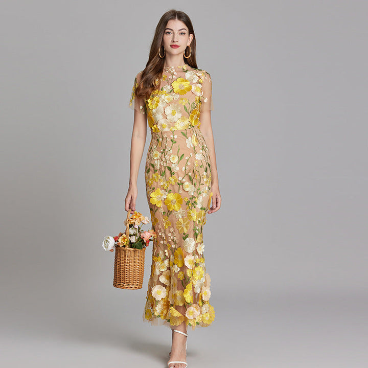 Floral Maxi Dress with Short Sleeves