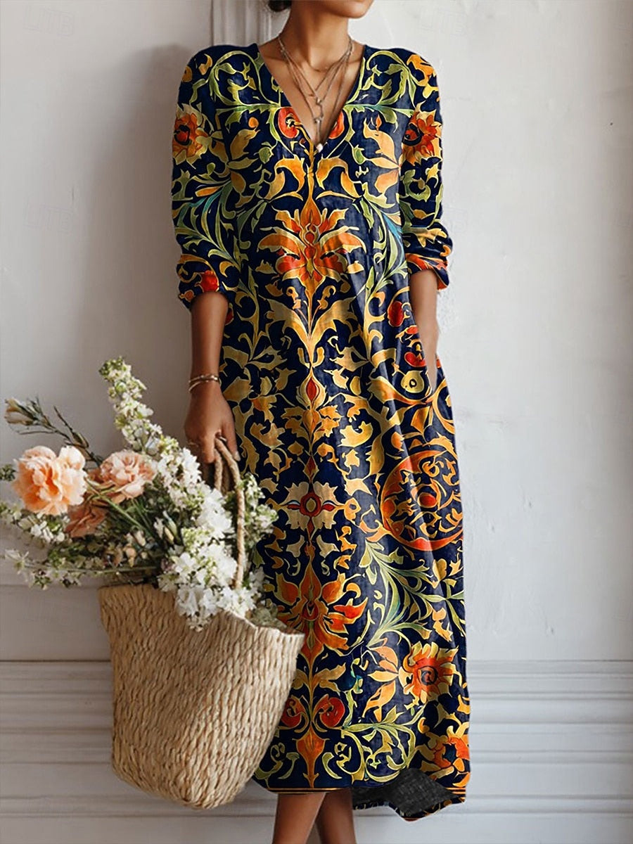 Floral Maxi Dress with V-Neck