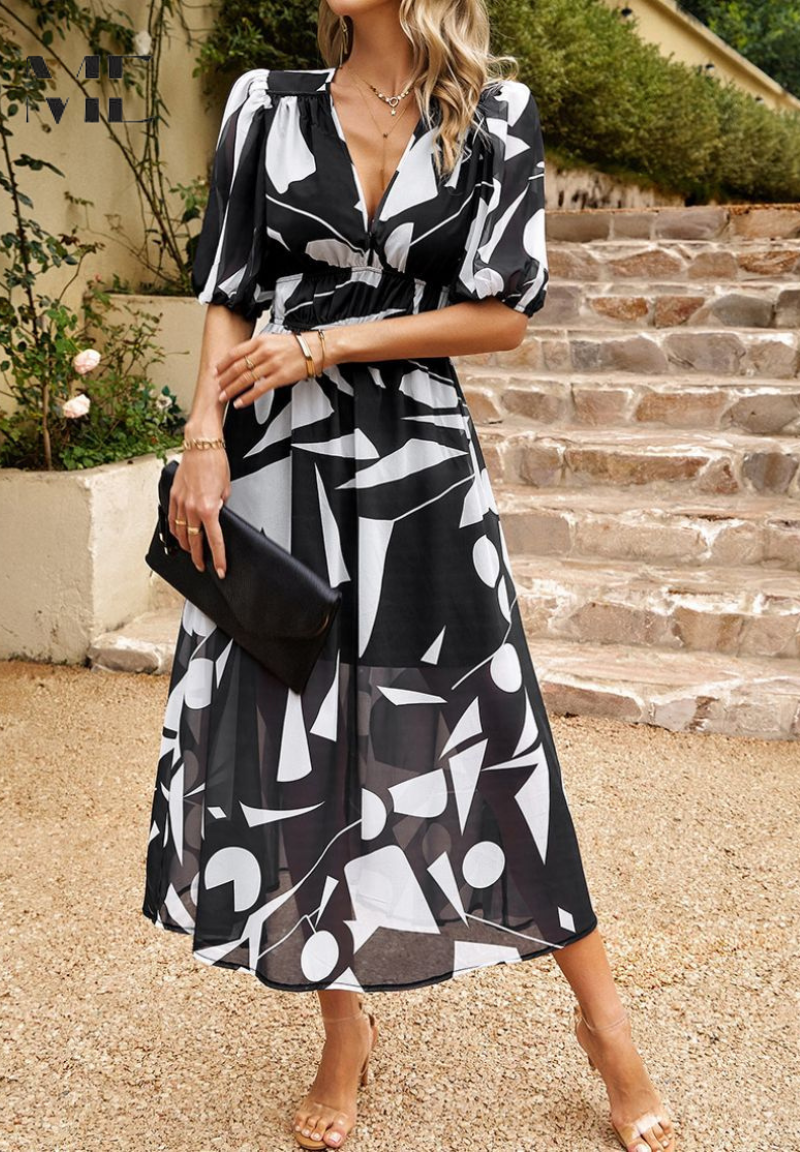 Floral Midi Dress with Short Sleeves