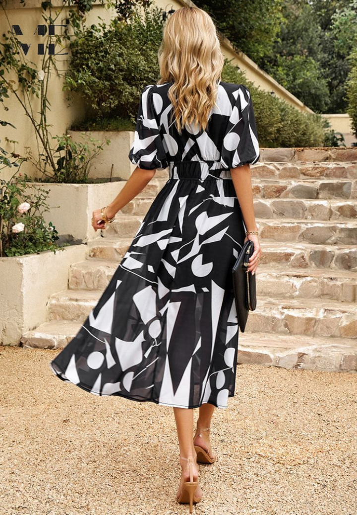 Floral Midi Dress with Short Sleeves