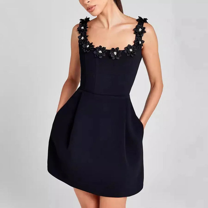 Floral Mini Dress with Square Neck