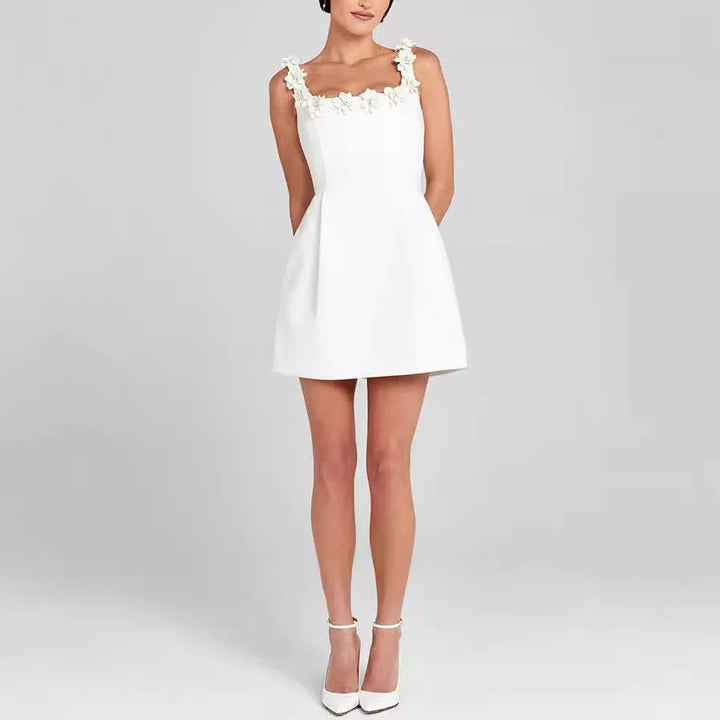 Floral Mini Dress with Square Neck