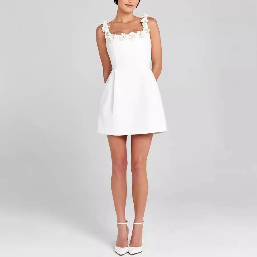 Floral Mini Dress with Square Neck