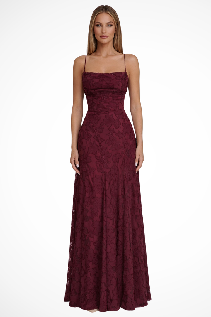 Floral Open-Back Maxi Dress with Spaghetti Straps