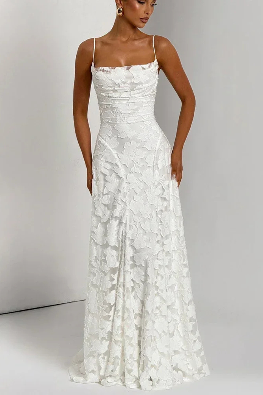 Floral Open-Back Maxi Dress with Spaghetti Straps