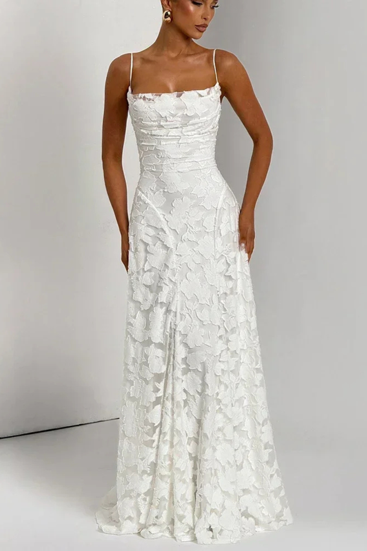 Floral Open-Back Maxi Dress with Spaghetti Straps