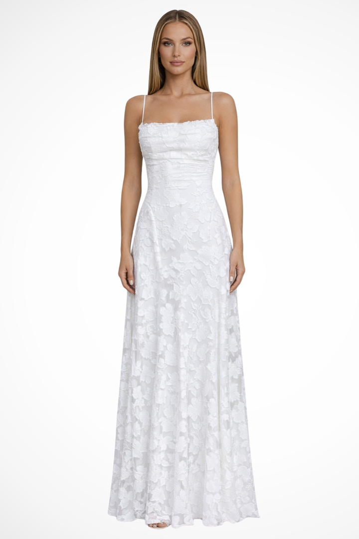 Floral Open-Back Maxi Dress with Spaghetti Straps