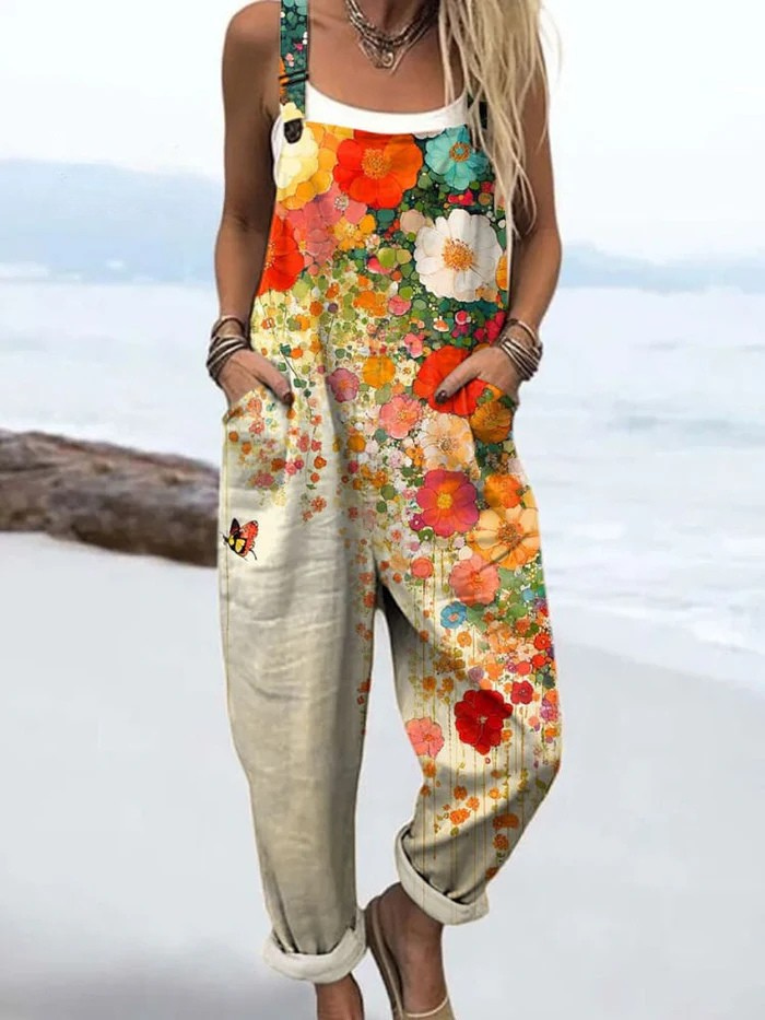 Floral Twist-Front Jumpsuit