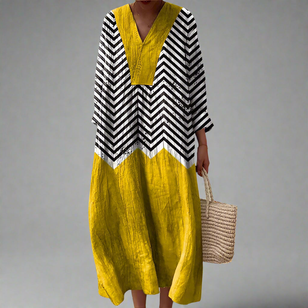 Geometric Dress with Long Sleeves