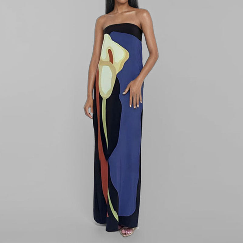 Geometric Maxi Dress with Spaghetti Straps