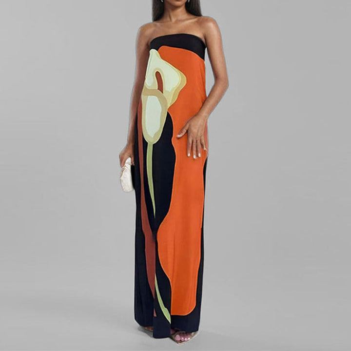 Geometric Maxi Dress with Spaghetti Straps