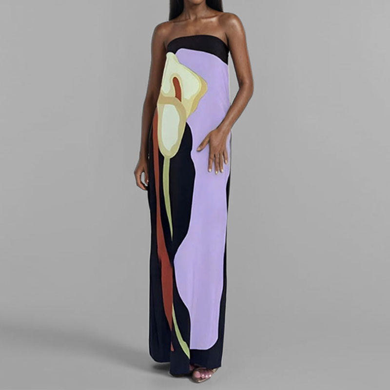 Geometric Maxi Dress with Spaghetti Straps