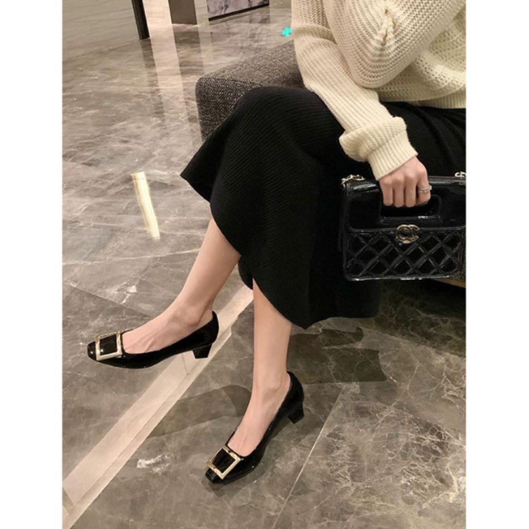 Heels Square Toe Buckle Detail